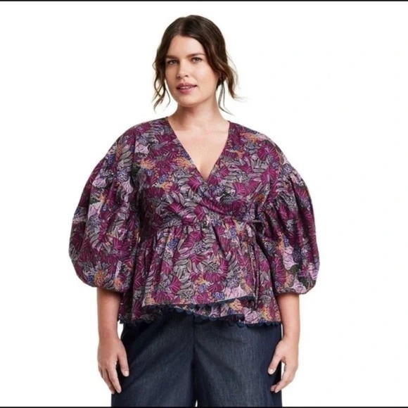 NWT Kika Vargas × Target Women's Purple Coral Reef Scallop Edge Wrap - Picture 5 of 15